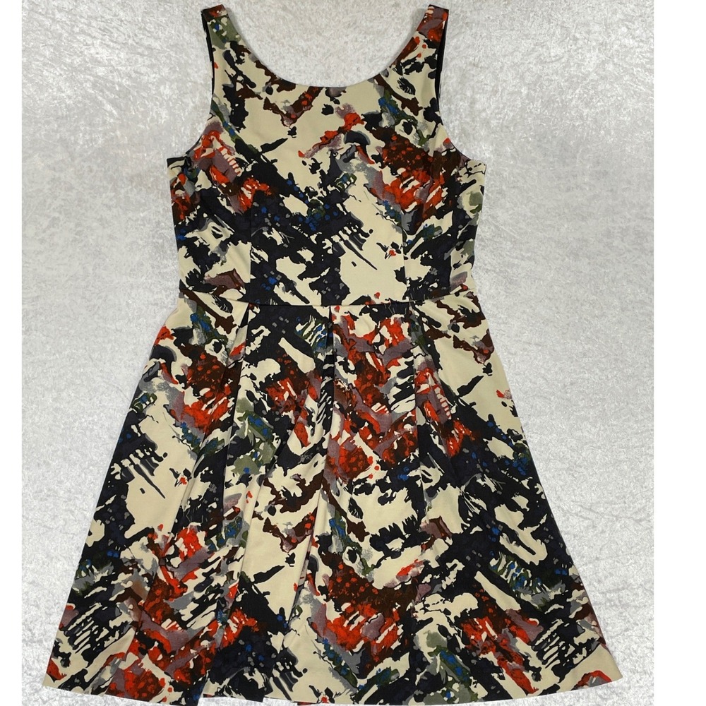 Maeve Fit and Flare Dress Women Large Multicolor Excellent Abstract Sleeveless